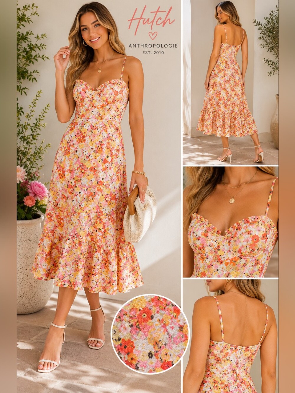 Hutch Anthropologie Floral Jacquard Bustier Midi Dress Size Large